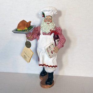 Kurt Adler Fabriche Chef Santa with Turkey- Christmas Menu - Retired